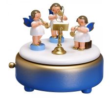 Spieldose blau/weiß/gold m. 3 Engel bunt blaue Fl. - 086/251B