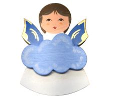 Magnetpin Engel mit Wolke, Flügel blau, lasiert - 111-756-B