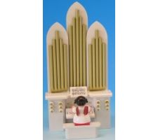 Engel an der Orgel mit Spielwerk, rote Flügel - 225/043/26RS