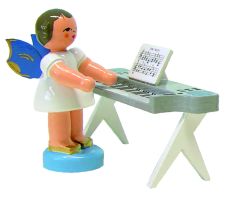 Engel stehend am Keyboard, blaue Flügel - 225/043/56B